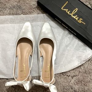 Lulus Velma White Satin flat shoes